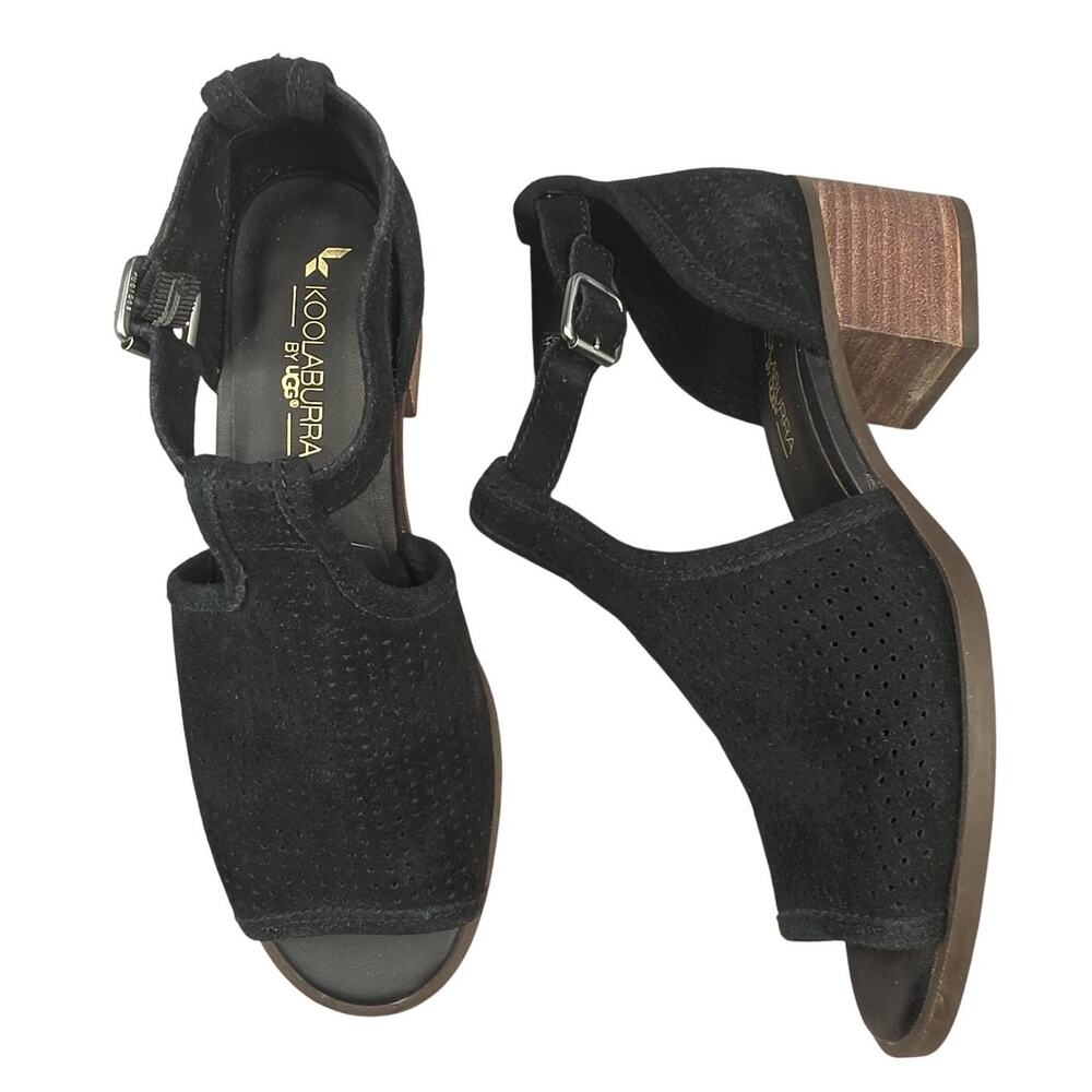 Koolaburra By UGG Shoes Womens Size 5.5 Black Suede Slingback Sandals Block Heel